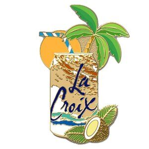 New! LaCroix Coconut Cloisonné Enamel Lapel Pin